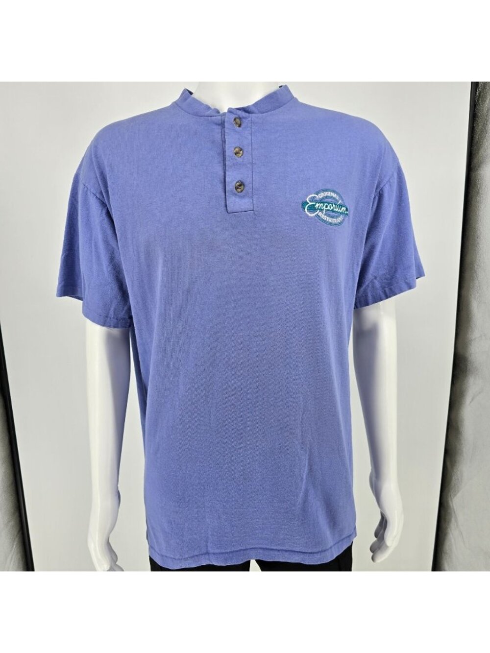 Vintage 1990s Oneita Power-T Original Emporium Restaurant Henley T-Shirt (XL)